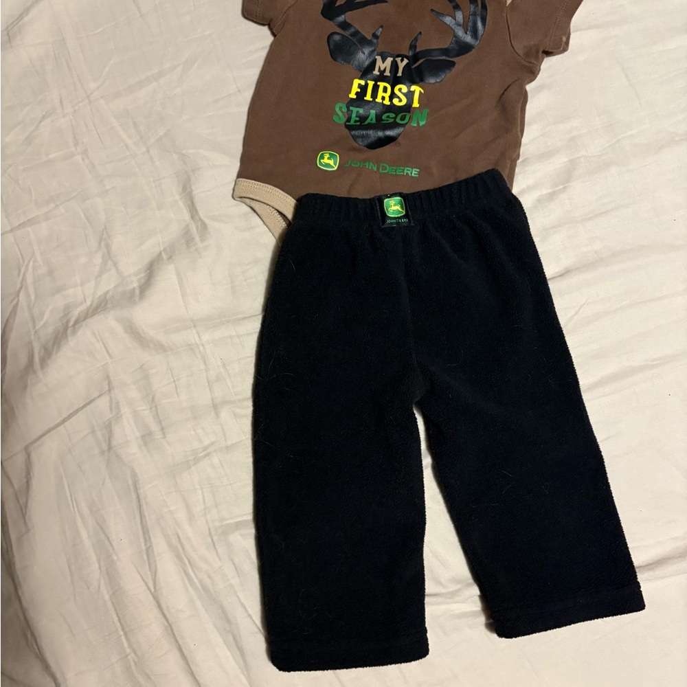 John Deere Brown and Black Baby Outfit